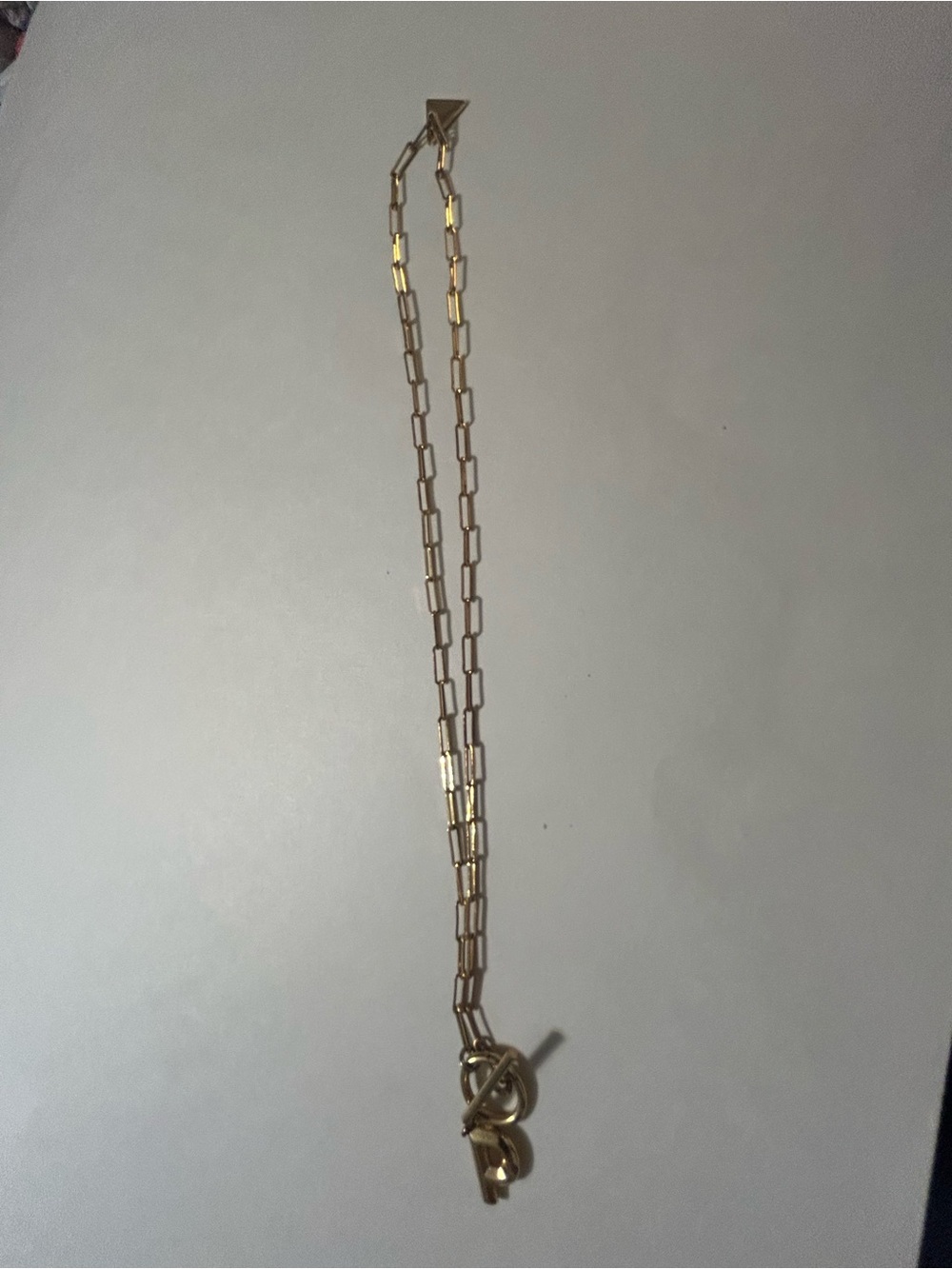 Serefina Gold Paperclip Chain Initial P Toggle Necklace